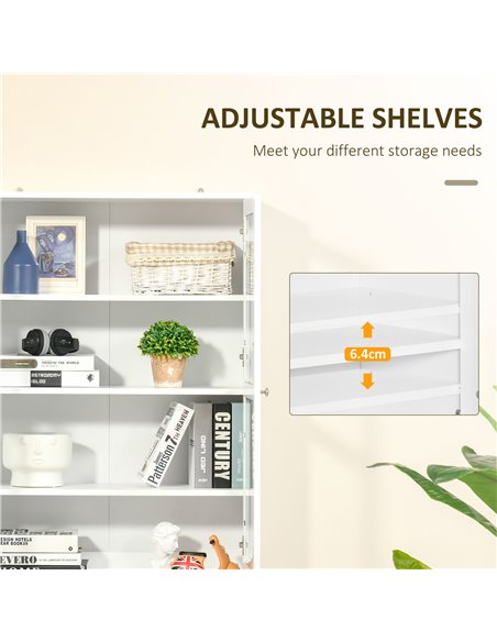 HOMCOM Modern Bookcase with Doors, Display Storage Cabinet with Adjustable Shelves for Living Room, Study, Office, White 836-450 - pic 59007 | FastDaddyshop