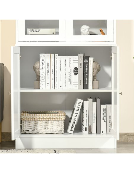 HOMCOM Modern Bookcase with Doors, Display Storage Cabinet with Adjustable Shelves for Living Room, Study, Office, White 836-450 - pic 59009 | FastDaddyshop
