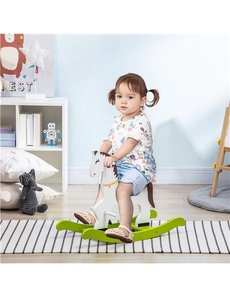 HOMCOM Rocking Horse Ride Toy with Handlebar Pedal, 68 x 27 x 50cm, Multicoloured - pic 5901 | FastDaddyshop