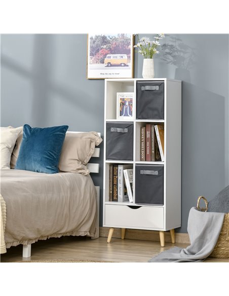 HOMCOM Modern Bookcase with 6 Cubes, Bookshelf, Free Standing Display Cabinet, Storage Unit for Home, Office, Living Room, Study - pic 59011 | FastDaddyshop
