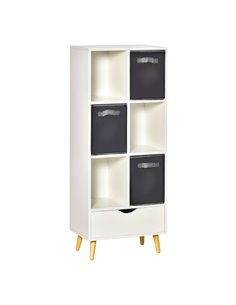 HOMCOM Modern Bookcase with 6 Cubes, Bookshelf, White & Grey 836-488