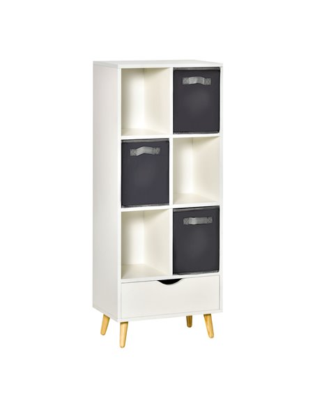 HOMCOM Modern Bookcase with 6 Cubes, Bookshelf, White & Grey 836-488 - pic 59012 | FastDaddyshop