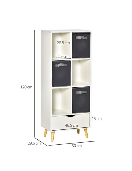 HOMCOM Modern Bookcase with 6 Cubes, Bookshelf, Free Standing Display Cabinet, Storage Unit for Home, Office, Living Room, Study - pic 59013 | FastDaddyshop