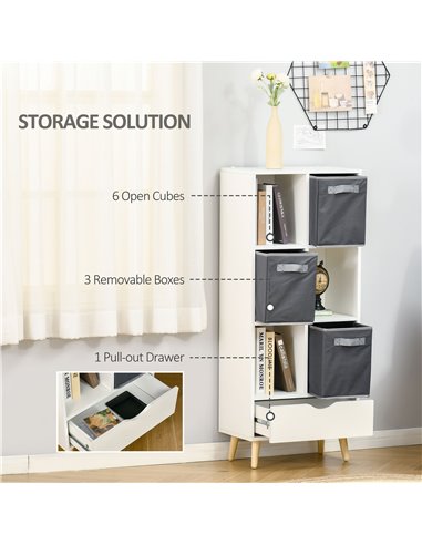 HOMCOM Modern Bookcase with 6 Cubes, Bookshelf, Free Standing Display Cabinet, Storage Unit for Home, Office, Living Room, Study