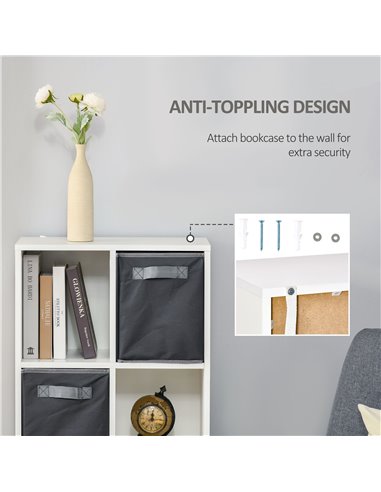 HOMCOM Modern Bookcase with 6 Cubes, Bookshelf, Free Standing Display Cabinet, Storage Unit for Home, Office, Living Room, Study