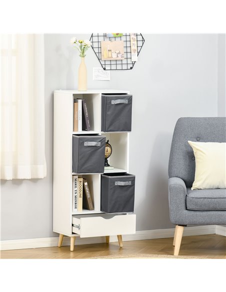 HOMCOM Modern Bookcase with 6 Cubes, Bookshelf, Free Standing Display Cabinet, Storage Unit for Home, Office, Living Room, Study - pic 59017 | FastDaddyshop