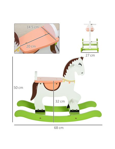 HOMCOM Rocking Horse Ride Toy with Handlebar Pedal, 68 x 27 x 50cm, Multicoloured - pic 5902 | FastDaddyshop