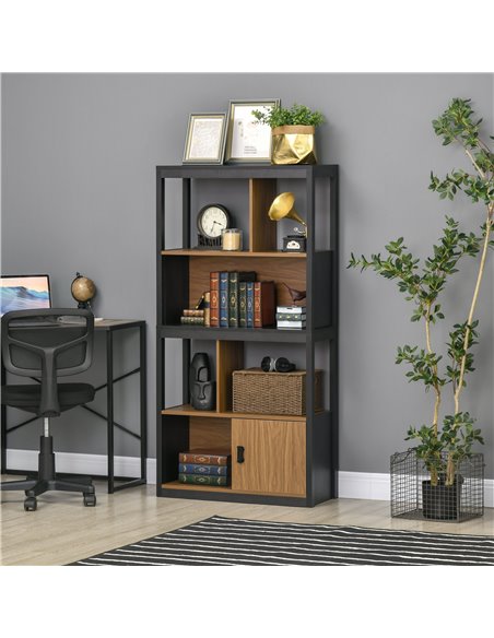 HOMCOM Modern 4-Tier Bookshelf, Freestanding Bookcase with Storage Shelving and Closed Cabinet, for Living Room Home Office Stud - pic 59029 | FastDaddyshop