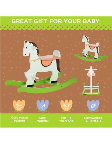 HOMCOM Rocking Horse Ride Toy with Handlebar Pedal, 68 x 27 x 50cm, Multicoloured