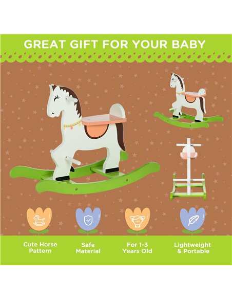 HOMCOM Rocking Horse Ride Toy with Handlebar Pedal, 68 x 27 x 50cm, Multicoloured - pic 5903 | FastDaddyshop