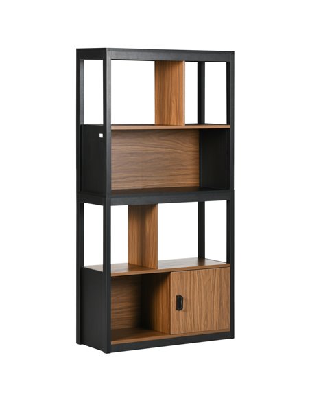 HOMCOM Modern 4-Tier Bookshelf, Freestanding Bookcase, Walnut Brown & Black 836-504 - pic 59030 | FastDaddyshop