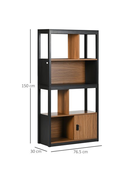 HOMCOM Modern 4-Tier Bookshelf, Freestanding Bookcase with Storage Shelving and Closed Cabinet, for Living Room Home Office Stud - pic 59031 | FastDaddyshop