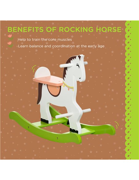 HOMCOM Rocking Horse Ride Toy with Handlebar Pedal, 68 x 27 x 50cm, Multicoloured - pic 5904 | FastDaddyshop