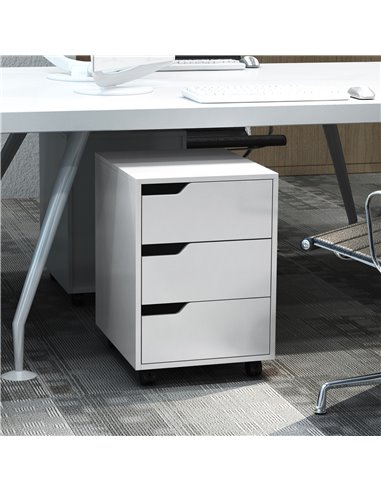HOMCOM 3 Drawer Mobile File Cabinet, Vertical Filing Cabinet with Wheels for Home Office, White 836-048WT
