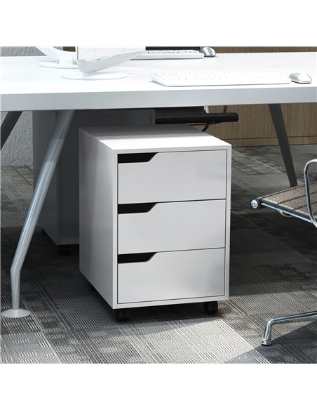HOMCOM 3 Drawer Mobile File Cabinet, Vertical Filing Cabinet with Wheels for Home Office, White 836-048WT - pic 59071 | FastDaddyshop