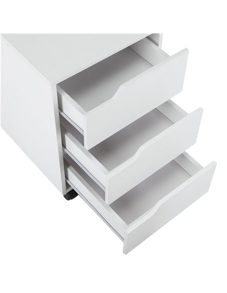 HOMCOM 3 Drawer Mobile File Cabinet, Vertical Filing Cabinet with Wheels for Home Office, White 836-048WT - pic 59073 | FastDaddyshop