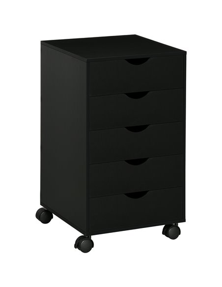 HOMCOM 5 Drawer Mobile Filing Vertical File Cabinet, Black 836-144V01BK - pic 59074 | FastDaddyshop