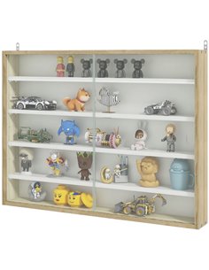 HOMCOM 5-Tier Wall Display Shelf Unit Cabinet, Natural 833-761V80AK