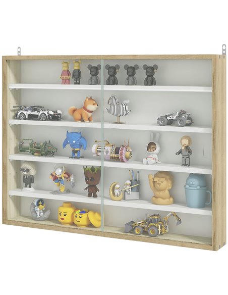 HOMCOM 5-Tier Wall Display Shelf Unit Cabinet, Natural 833-761V80AK - pic 59083 | FastDaddyshop
