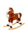 Homcom Kids Plush Rocking Horse with Sound Handle Grip Brown
