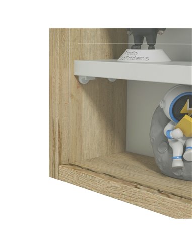 HOMCOM 5-Tier Wall Display Shelf Unit Cabinet w/ 4 Adjustable Shelves Glass Doors Home Office Ornaments 60x80cm Natural 833-761V