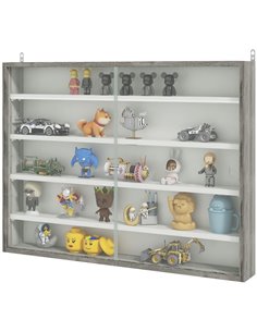 HOMCOM 5-Tier Wall Display Shelf Unit Cabinet, Grey Wood Grain 833-761V81GY