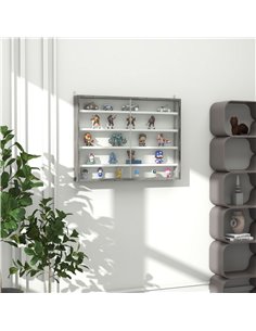 HOMCOM 5-Tier Wall Display Shelf Unit Cabinet, Grey Wood Grain 833-761V81GY 2