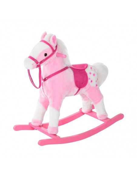 Homcom Childrens Plush Rocking Horse with Sound Pink - pic 5910 | FastDaddyshop