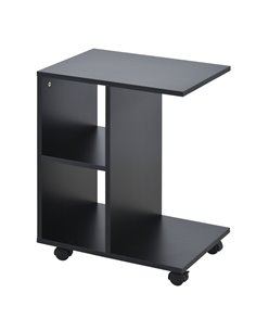 HOMCOM C-Shape End Table Unique Storage Unit, Black 833-779BK