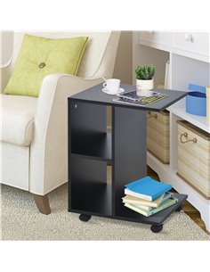 HOMCOM C-Shape End Table Unique Storage Unit, Black 833-779BK 2