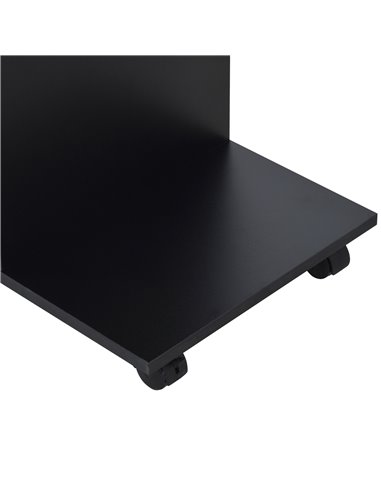 HOMCOM C-Shape End Table Unique Storage Unit w/ 2 Shelves 4 Wheels Freestanding Home Office Furniture Cabinet Square Studio Blac