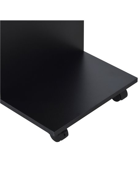 HOMCOM C-Shape End Table Unique Storage Unit w/ 2 Shelves 4 Wheels Freestanding Home Office Furniture Cabinet Square Studio Blac - pic 59108 | FastDaddyshop