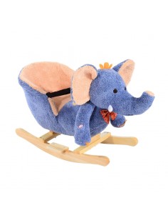Homcom Kids Rocking Horse Toys Plush Elephant with Sound Blue