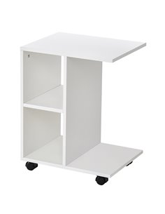 HOMCOM C-Shape End Table Unique Storage Unit, White 833-779WT
