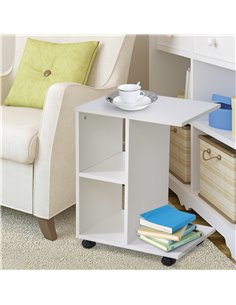 HOMCOM C-Shape End Table Unique Storage Unit, White 833-779WT 2
