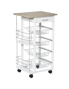 HOMCOM Kitchen Trolley, Rolling Utility Storage Cart, Brown 801-121V01
