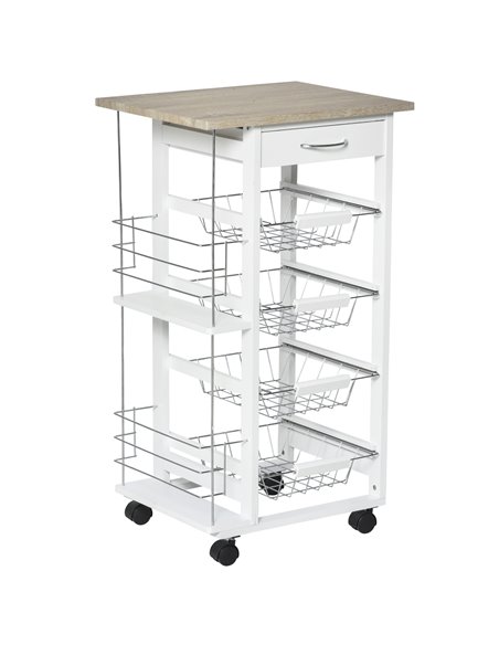 HOMCOM Kitchen Trolley, Rolling Utility Storage Cart, Brown 801-121V01 - pic 59119 | FastDaddyshop