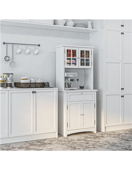 HOMCOM Kitchen Buffet and Hutch Wooden Storage Cupboard w/ Framed Glass Door, Drawer, Space for Dining and Living Room, 68.6W x  - pic 59129 | FastDaddyshop