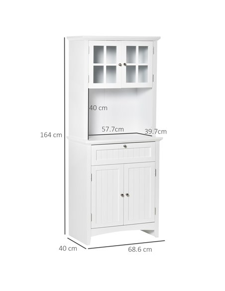 HOMCOM Kitchen Buffet and Hutch Wooden Storage Cupboard w/ Framed Glass Door, Drawer, Space for Dining and Living Room, 68.6W x  - pic 59130 | FastDaddyshop