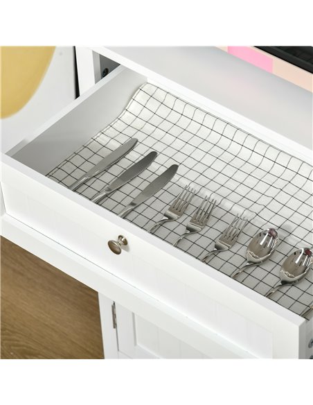 HOMCOM Kitchen Buffet and Hutch Wooden Storage Cupboard w/ Framed Glass Door, Drawer, Space for Dining and Living Room, 68.6W x  - pic 59135 | FastDaddyshop