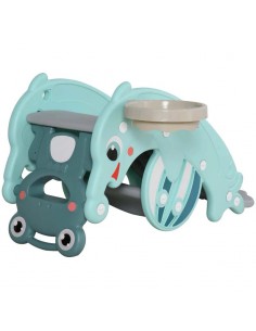 Homcom 3-in-1 Baby Rocking Horse, Portable Slide, Basketball Hoop Green