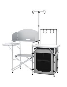 Outsunny Portable Camping Kitchen, Aluminium Folding Table, Silver A20-385V00LG