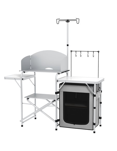 Outsunny Portable Camping Kitchen, Aluminium Folding Table, Silver A20-385V00LG - pic 59155 | FastDaddyshop