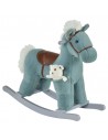 Homcom Kids Plush Ride-On Rocking Horse with Realistic Sounds Blue