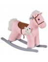 Homcom Kids Plush Ride-On Rocking Horse with Realistic Sounds Pink