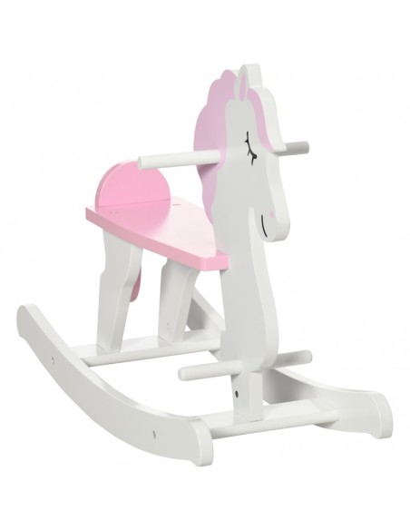 Homcom Kids Wooden Rocking Horse with Handlebar, Foot Pedal, Traditional Rocker Furniture Pink - pic 5919 | FastDaddyshop