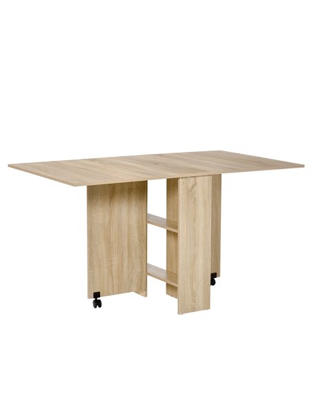 HOMCOM Folding Dining Kitchen Table, Mobile Drop Leaf, Oak 835-058 - pic 59200 | FastDaddyshop