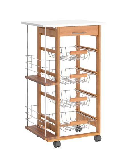 HOMCOM Rolling Kitchen Cart, Utility Storage Cart, Brown 801-121V01ND - pic 59209 | FastDaddyshop