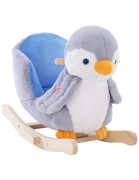 HOMCOM Rocking Animal Horse Penguin Colourful Plush Musical Button 32 Songs Wide Seat Handlebar Multicoloured - pic 5921 | FastDaddyshop