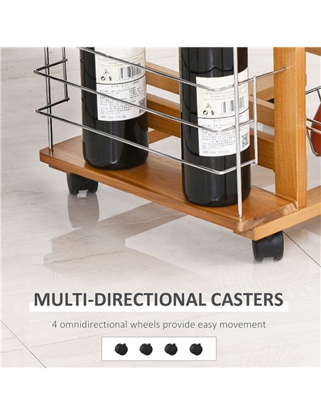 HOMCOM Rolling Kitchen Cart, Utility Storage Cart with 4 Basket Drawers & Side Racks, Wheels for Dining Room, Brown 801-121V01ND - pic 59213 | FastDaddyshop